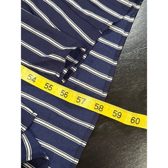 Monteau Navy Blue V-neck Striped Front Slit Sleeveless Womens Size XL Maxi Dress - Picture 10 of 10